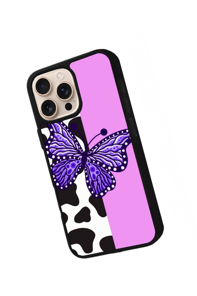 iPhone 14 Pro Uyumlu Kelebek Tasarımlı Glossy Premium Kılıf