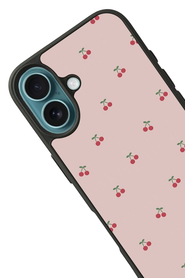 iPhone 16 Uyumlu Kiraz Tasarımlı Glossy Premium Kılıf
