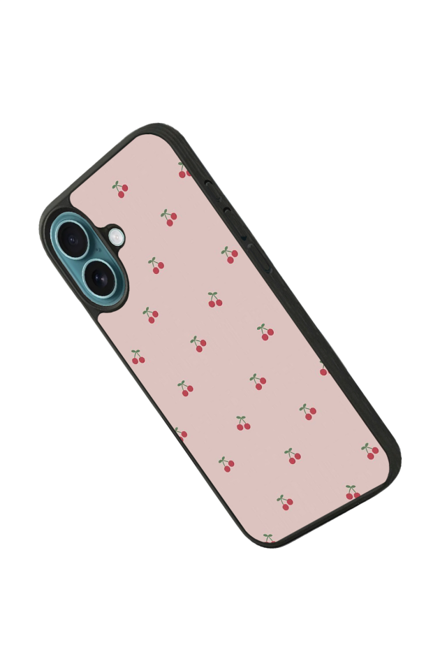 iPhone 16 Uyumlu Kiraz Tasarımlı Glossy Premium Kılıf