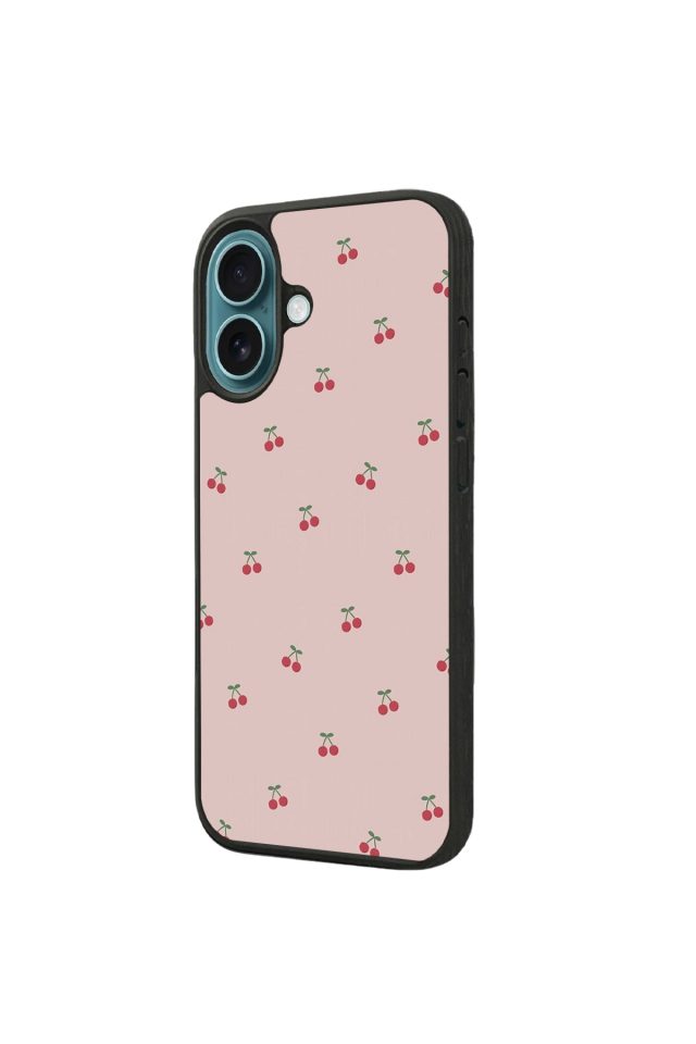 iPhone 16 Uyumlu Kiraz Tasarımlı Glossy Premium Kılıf