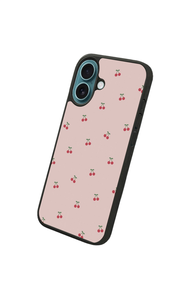 iPhone 16 Uyumlu Kiraz Tasarımlı Glossy Premium Kılıf