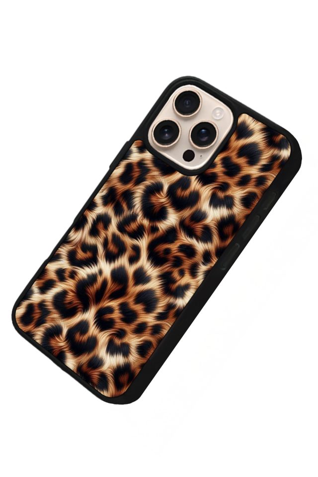 iPhone 15 Pro Max Uyumlu Leopar Tasarımlı Glossy Premium Kılıf
