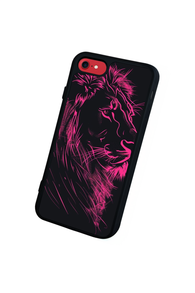 iPhone SE Uyumlu Aslan Tasarımlı Glossy Premium Kılıf