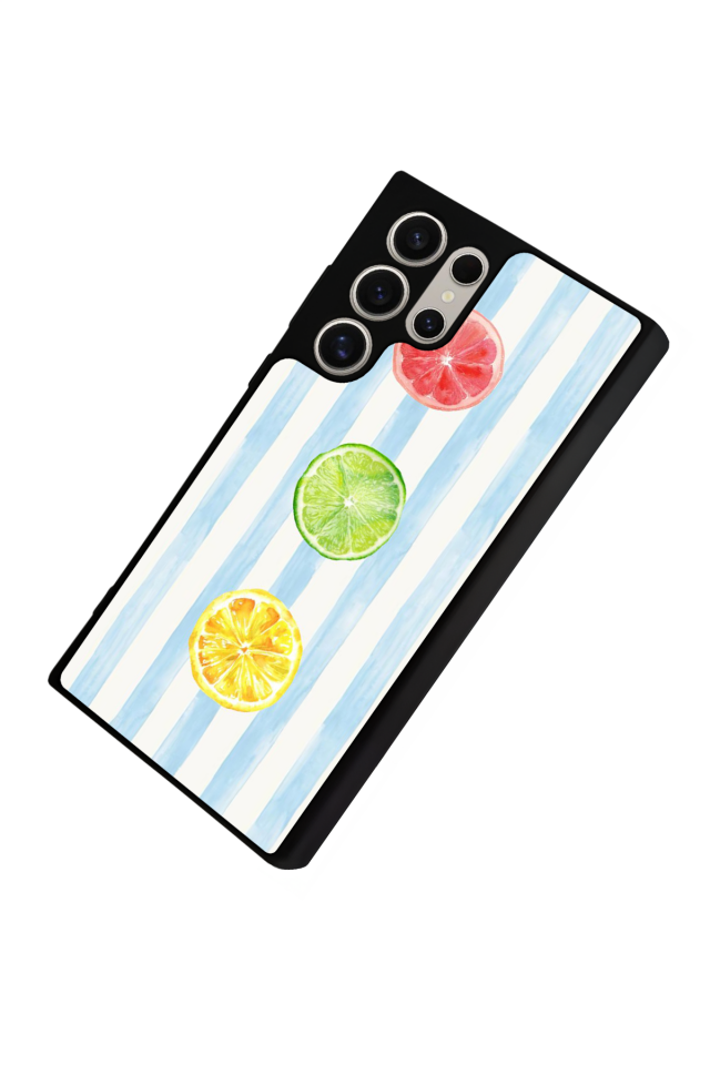 Samsung Galaxy S22 Ultra Uyumlu Limon Tasarımlı Glossy Premium Kılıf