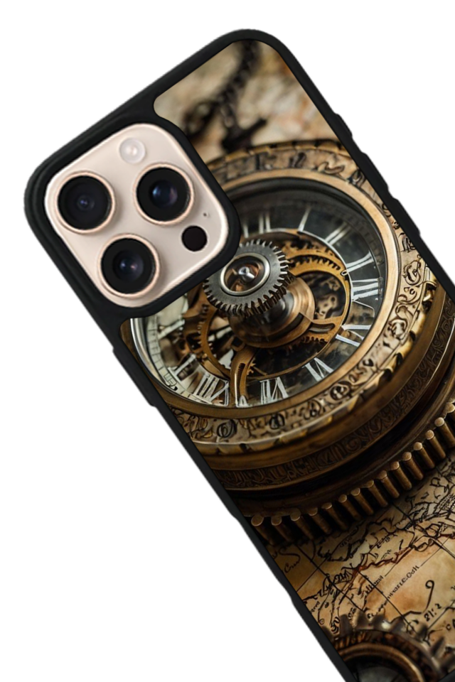 iPhone 16 Pro Max Uyumlu Pusula Tasarımlı Glossy Premium Kılıf