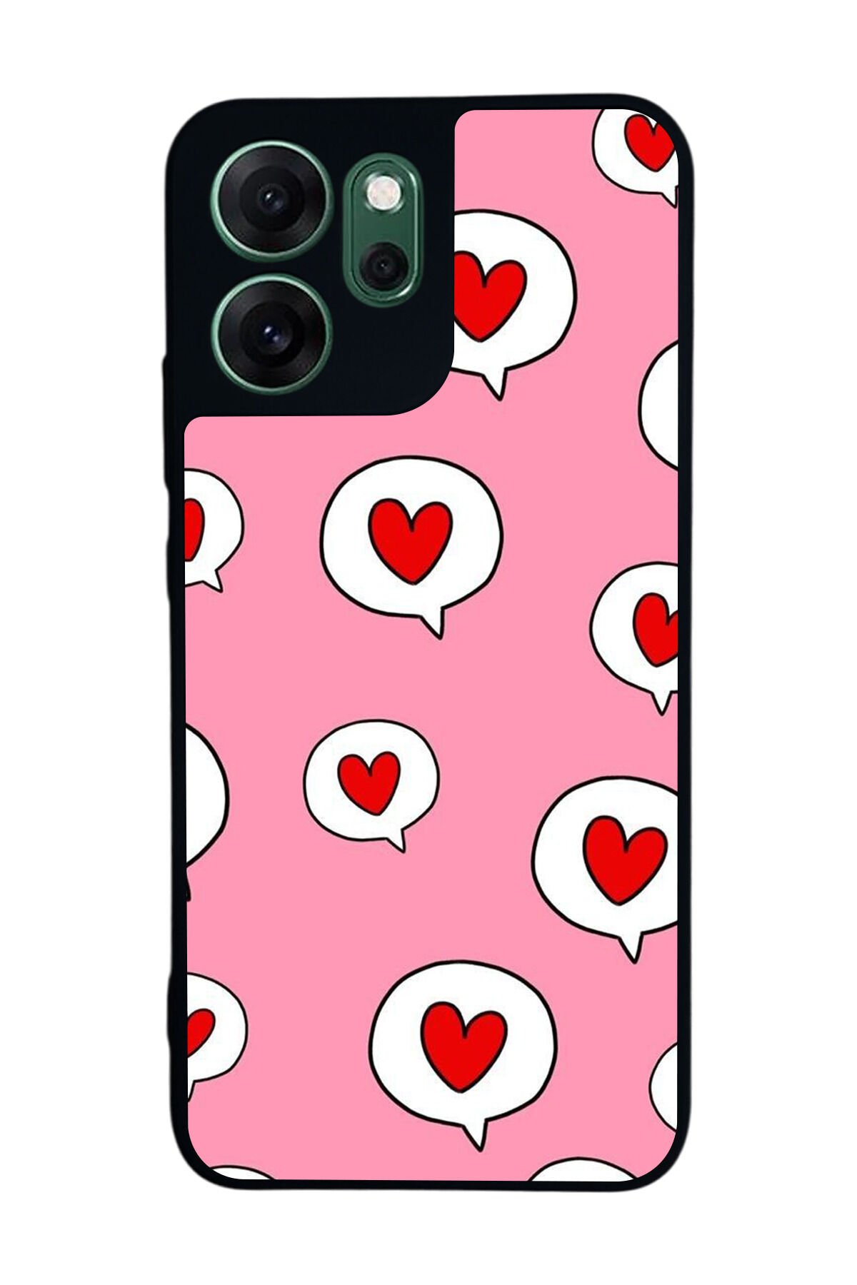 Oppo Reno 14F Uyumlu Kalp Love Tasarımlı Glossy Premium Kılıf