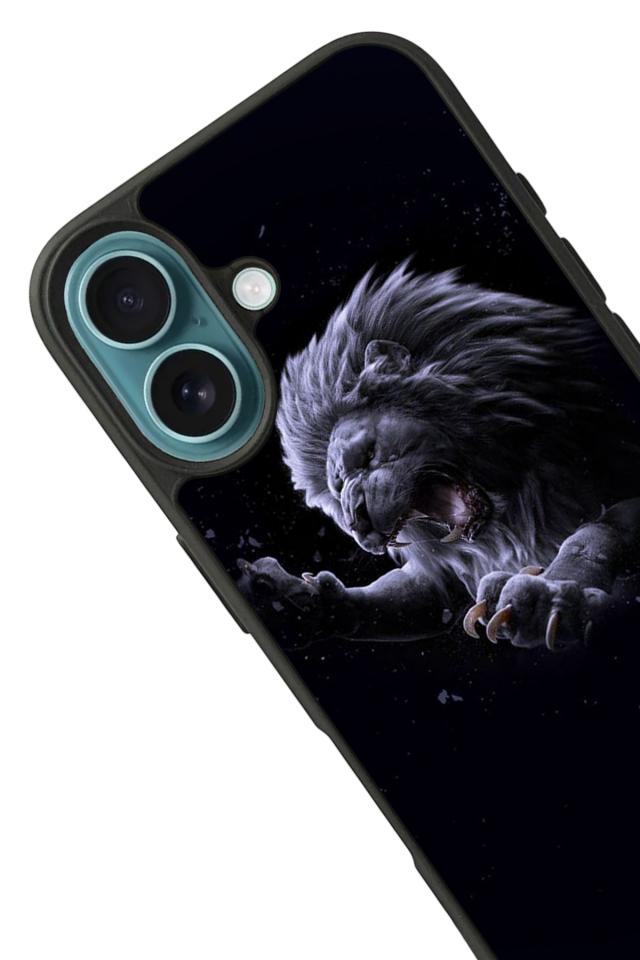 iPhone 16 Plus Uyumlu Aslan Tasarımlı Glossy Premium Kılıf