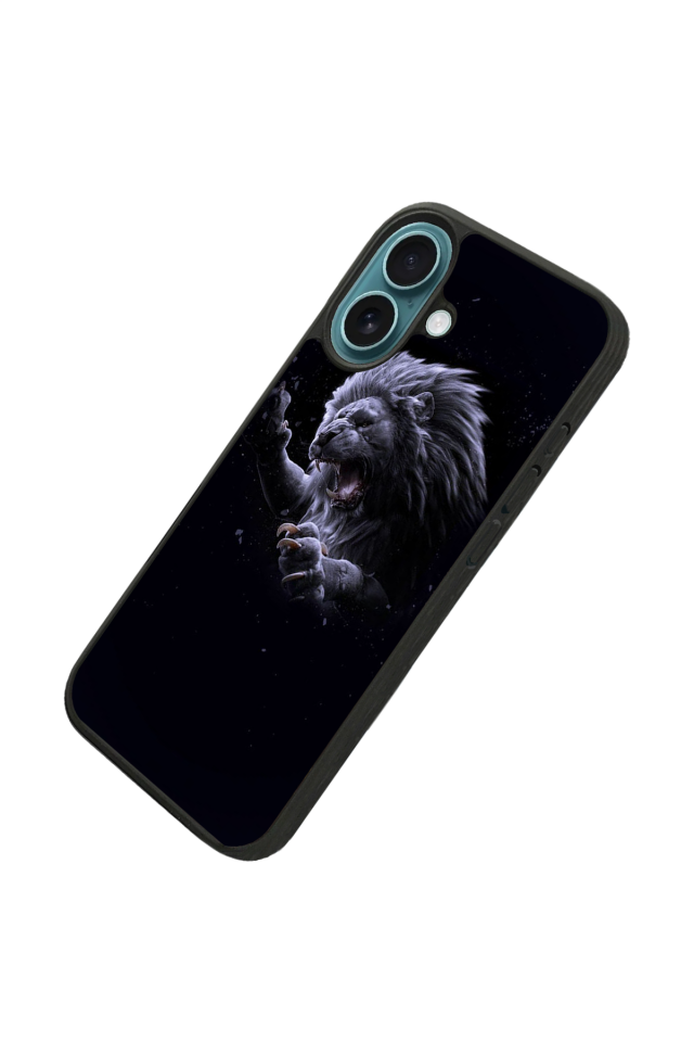 iPhone 16 Plus Uyumlu Aslan Tasarımlı Glossy Premium Kılıf