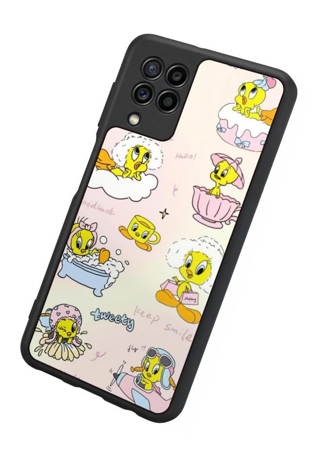Samsung Galaxy M32 Uyumlu Tweety Tasarımlı Glossy Premium Kılıf