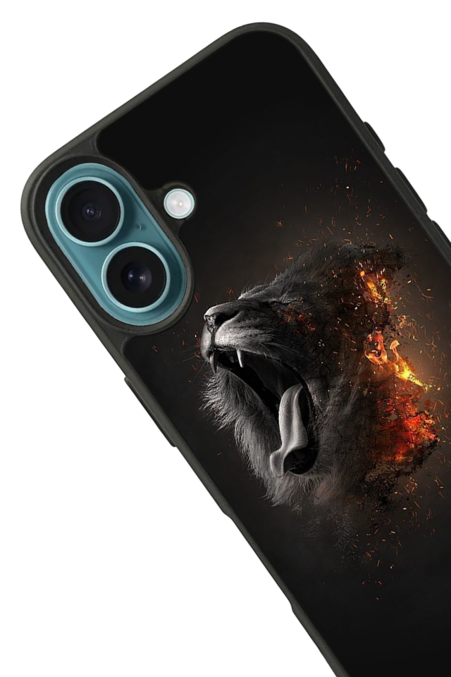 iPhone 16 Plus Uyumlu Aslan Tasarımlı Glossy Premium Kılıf
