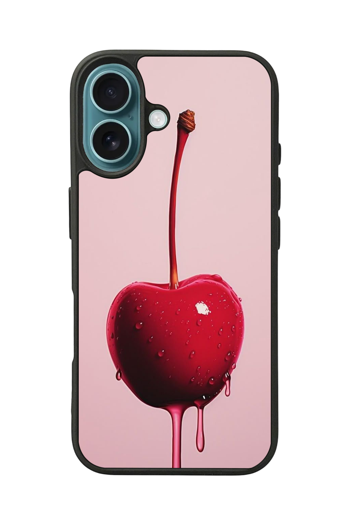 iPhone 16 Uyumlu Kiraz Tasarımlı Glossy Premium Kılıf