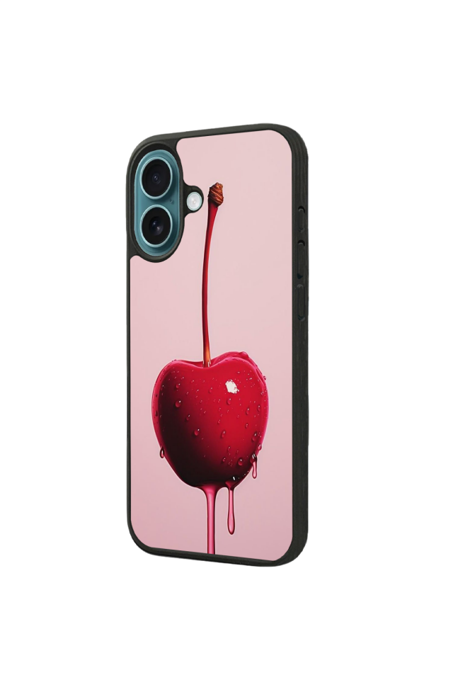 iPhone 16 Uyumlu Kiraz Tasarımlı Glossy Premium Kılıf