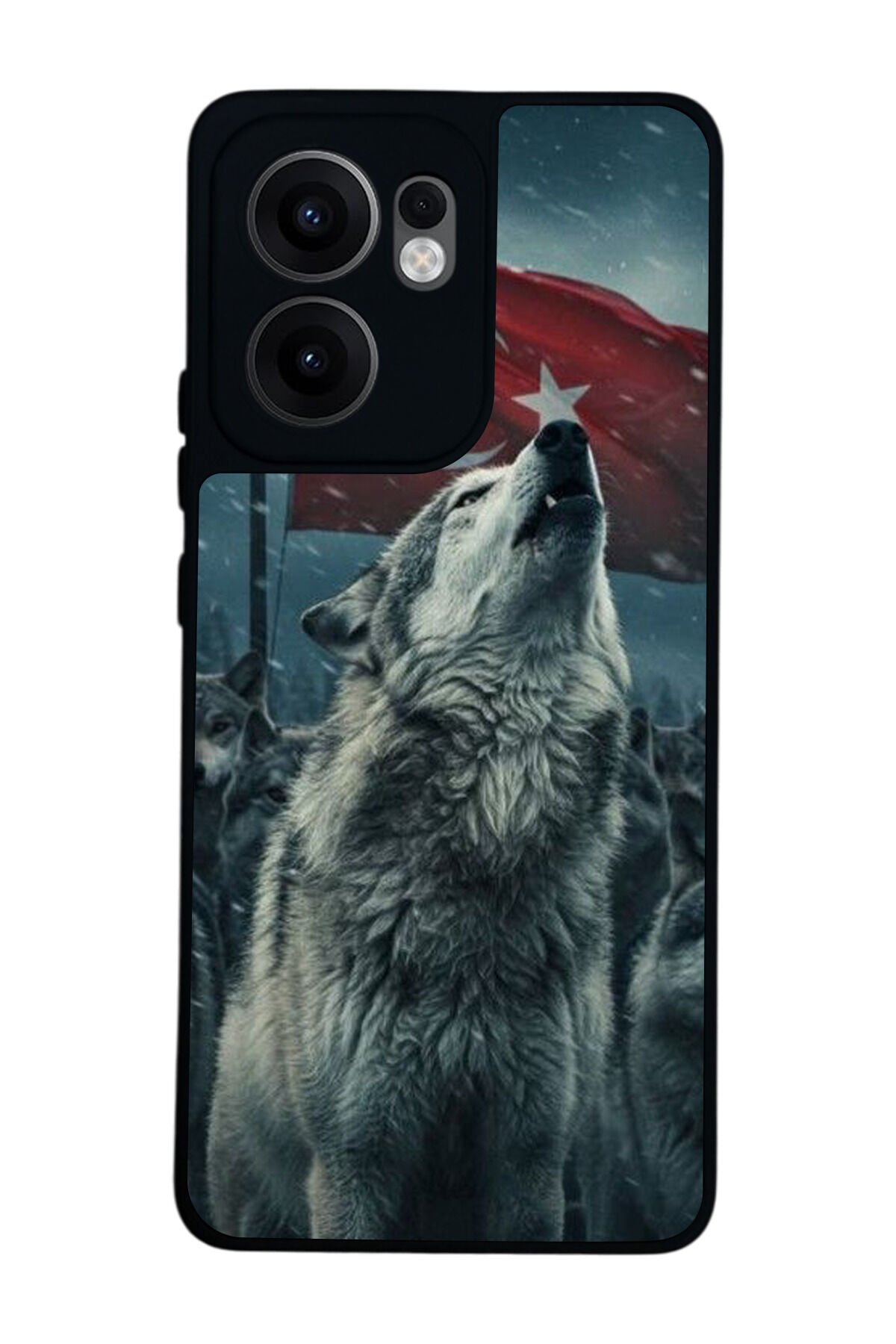 Oppo Reno 13F Uyumlu Bozkurt Tasarımlı Glossy Premium Kılıf