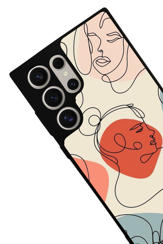 Samsung Galaxy S22 Ultra Uyumlu Line Art Tasarımlı Glossy Premium Kılıf