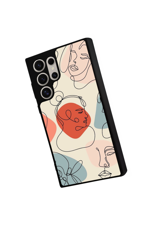 Samsung Galaxy S22 Ultra Uyumlu Line Art Tasarımlı Glossy Premium Kılıf