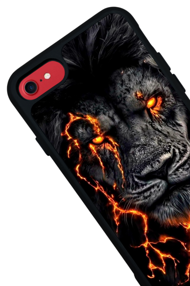 iPhone SE Uyumlu Aslan Tasarımlı Glossy Premium Kılıf