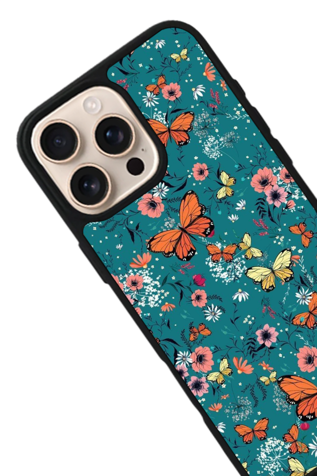 iPhone 14 Pro Uyumlu Kelebek Tasarımlı Glossy Premium Kılıf