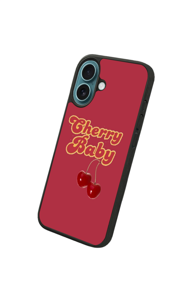 iPhone 16 Uyumlu Kiraz Tasarımlı Glossy Premium Kılıf