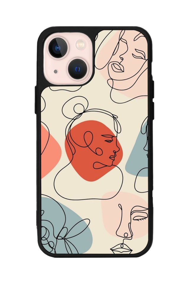 iPhone 14 Plus Uyumlu Line Art Tasarımlı Glossy Premium Kılıf