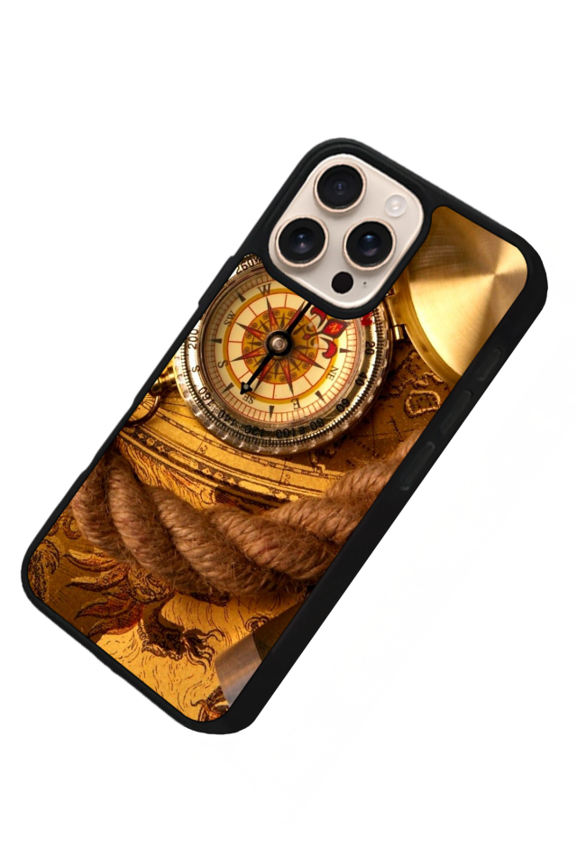 iPhone 16 Pro Max Uyumlu Pusula Tasarımlı Glossy Premium Kılıf