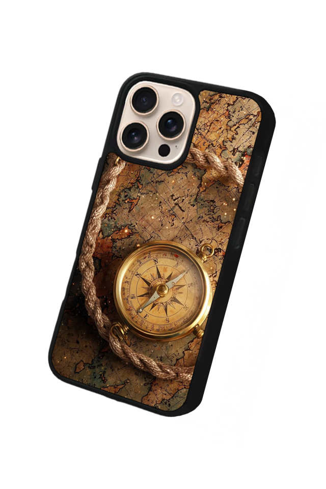 iPhone 16 Pro Max Uyumlu Pusula Tasarımlı Glossy Premium Kılıf