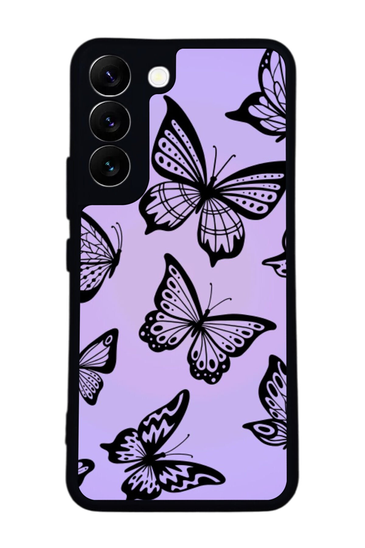 Samsung Galaxy S22 Uyumlu Kelebek Tasarımlı Glossy Premium Kılıf