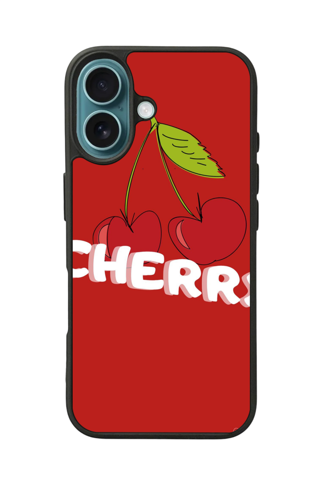 iPhone 16 Uyumlu Kiraz Tasarımlı Glossy Premium Kılıf