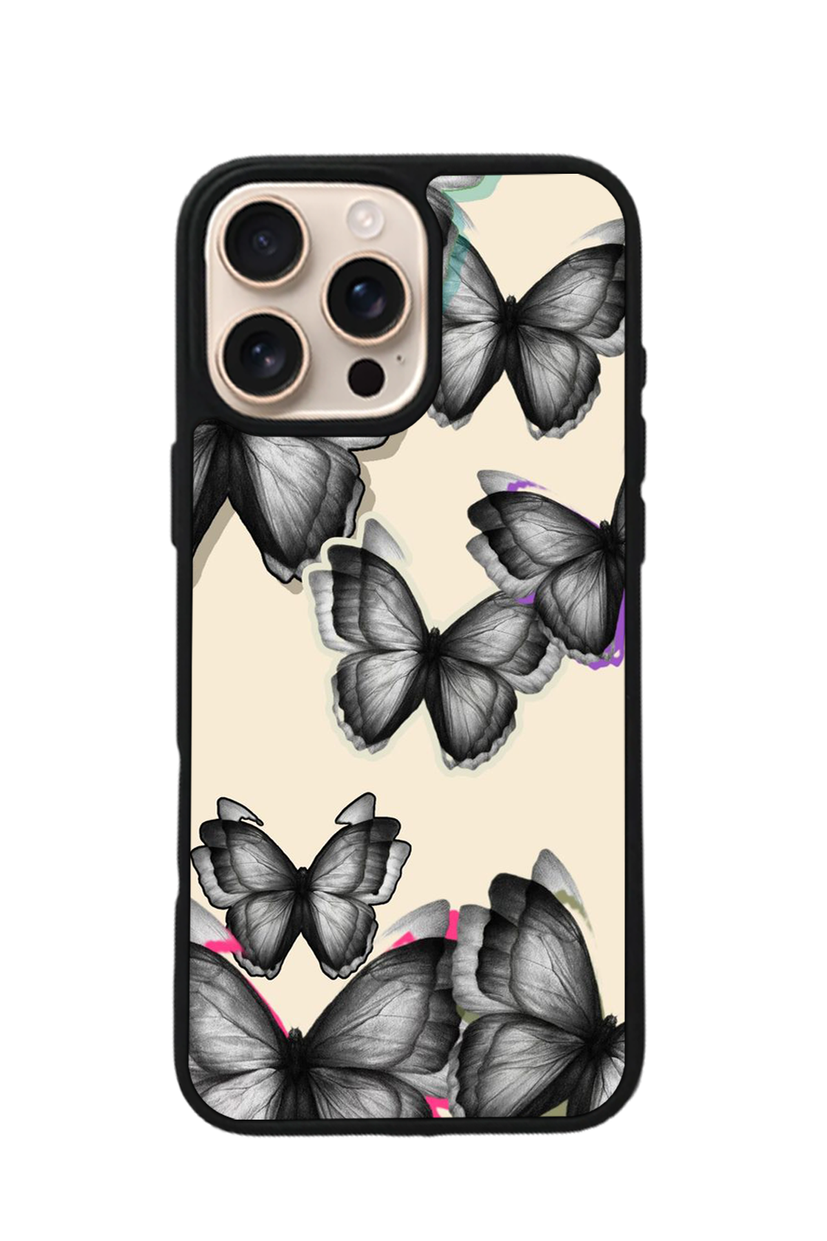 iPhone 14 Pro Uyumlu Kelebek Tasarımlı Glossy Premium Kılıf
