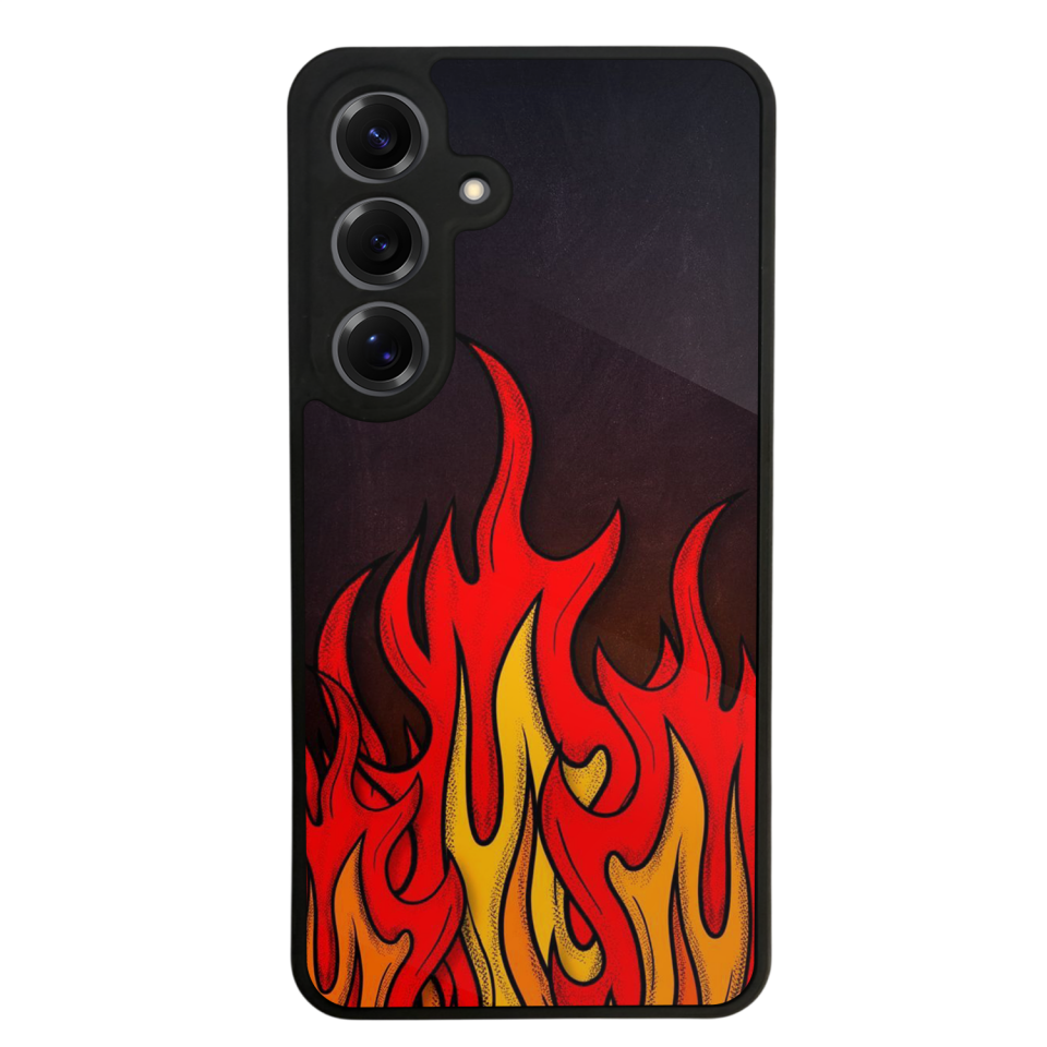 Samsung Galaxy S25 Uyumlu Retro Flame Patterns Tasarımlı Glossy Premium Kılıf