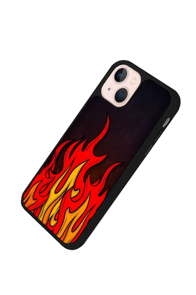 iPhone 13/14 Uyumlu Retro Flame Patterns Tasarımlı Glossy Premium Kılıf