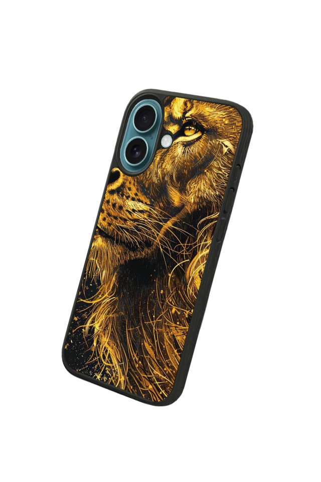 iPhone 16 Plus Uyumlu Aslan Tasarımlı Glossy Premium Kılıf