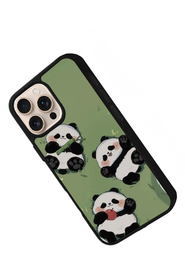 iPhone 15 Pro Uyumlu Panda Tasarımlı Glossy Premium Kılıf