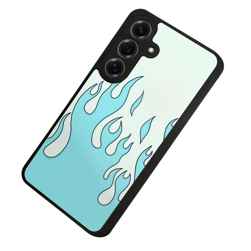 Samsung Galaxy S25 Uyumlu Retro Flame Patterns Tasarımlı Glossy Premium Kılıf