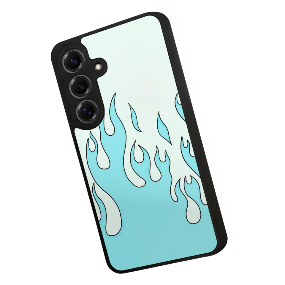 Samsung Galaxy S25 Uyumlu Retro Flame Patterns Tasarımlı Glossy Premium Kılıf