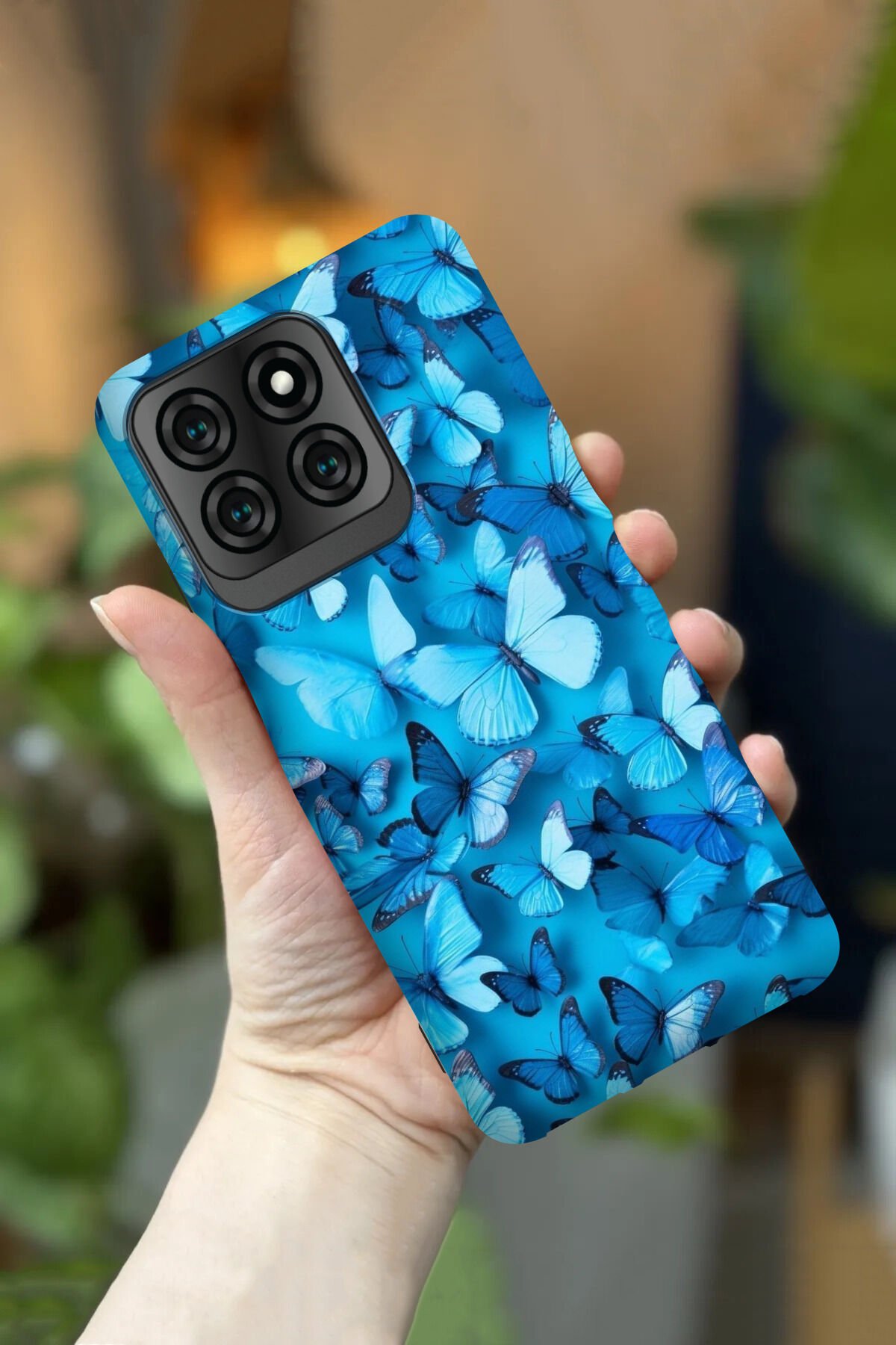 Reeder S71 Uyumlu Kamera Korumalı Mavi Kelebek Desenli HD Baskılı Silikon Kılıf