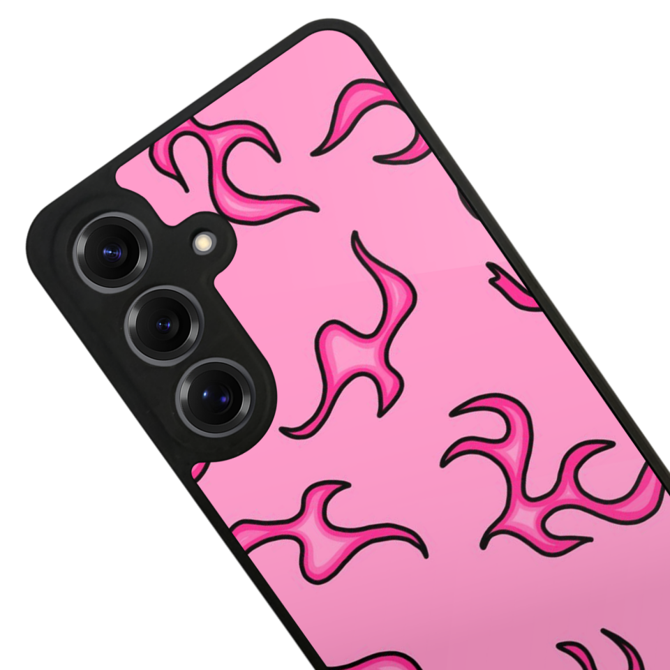 Samsung Galaxy S25 Uyumlu Retro Flame Patterns Tasarımlı Glossy Premium Kılıf