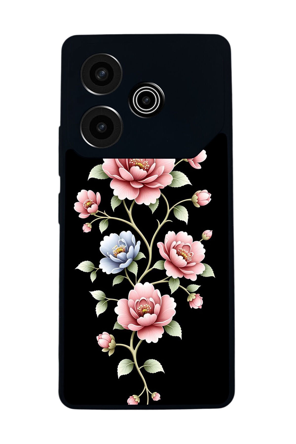 Tecno Pova 6 Uyumlu Yaldizli Cicek Tasarımlı Glossy Premium Kılıf