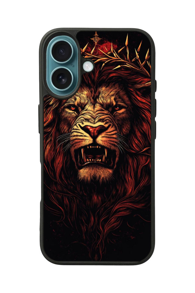 iPhone 16 Plus Uyumlu Aslan Tasarımlı Glossy Premium Kılıf