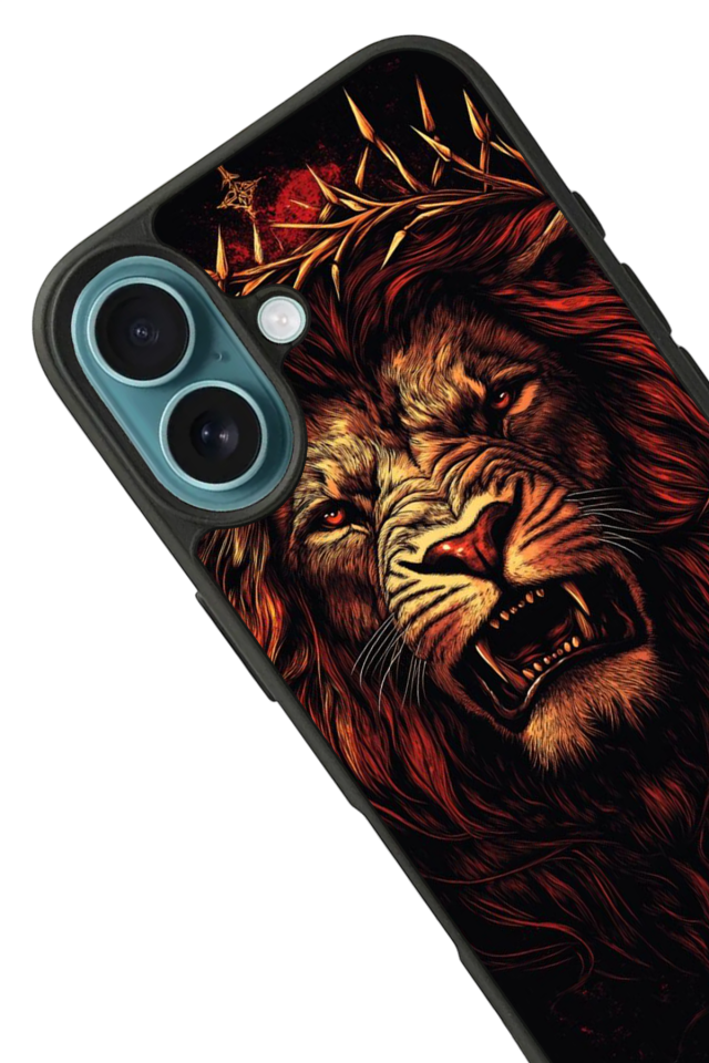 iPhone 16 Plus Uyumlu Aslan Tasarımlı Glossy Premium Kılıf