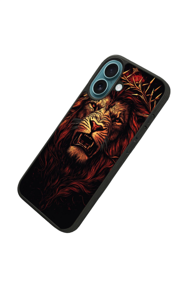 iPhone 16 Plus Uyumlu Aslan Tasarımlı Glossy Premium Kılıf
