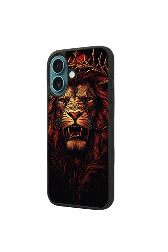 iPhone 16 Plus Uyumlu Aslan Tasarımlı Glossy Premium Kılıf