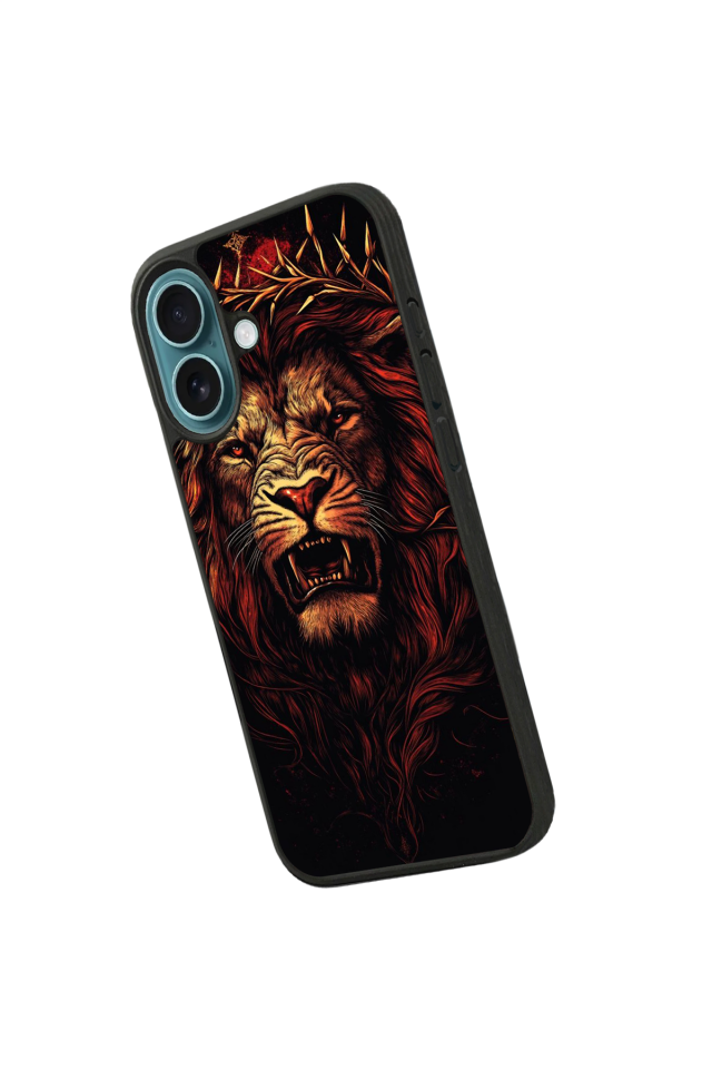 iPhone 16 Plus Uyumlu Aslan Tasarımlı Glossy Premium Kılıf
