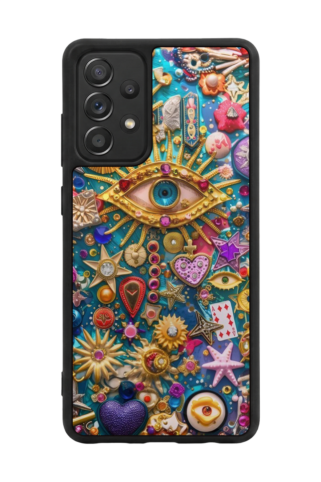 Samsung Galaxy A72 Uyumlu Göz Tasarımlı Glossy Premium Kılıf