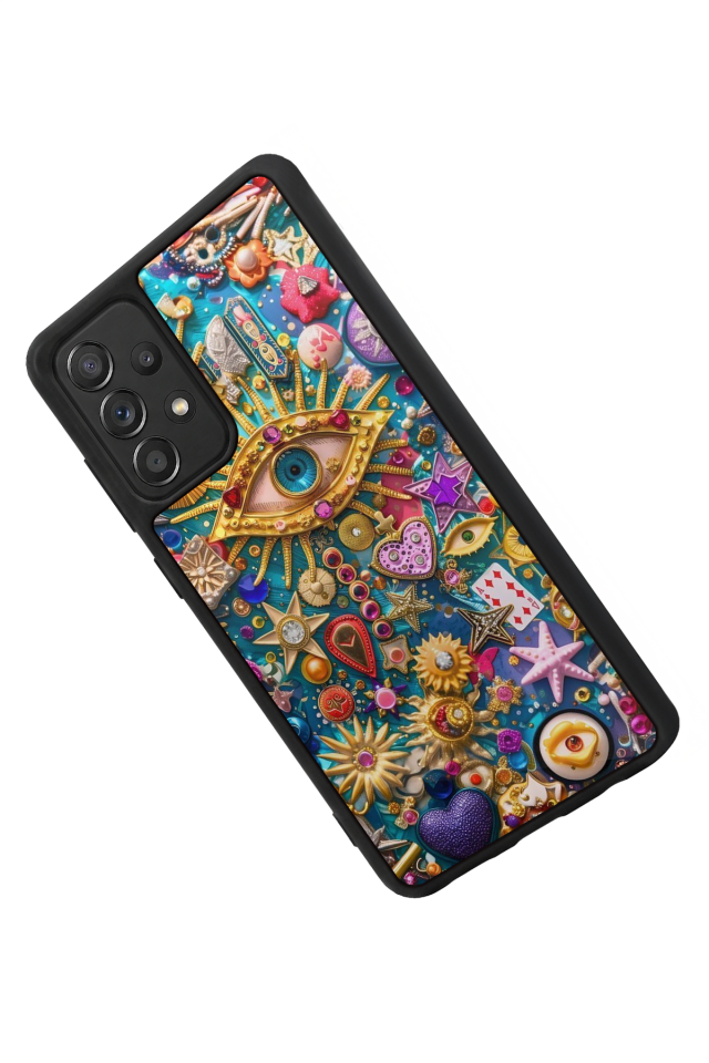 Samsung Galaxy A72 Uyumlu Göz Tasarımlı Glossy Premium Kılıf