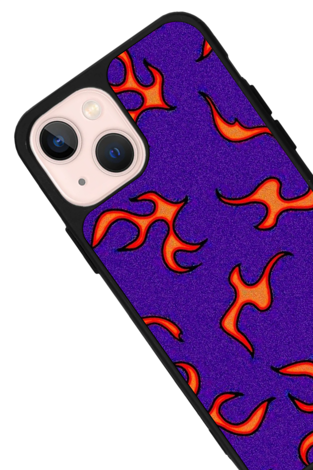 iPhone 13/14 Uyumlu Retro Flame Patterns Tasarımlı Glossy Premium Kılıf
