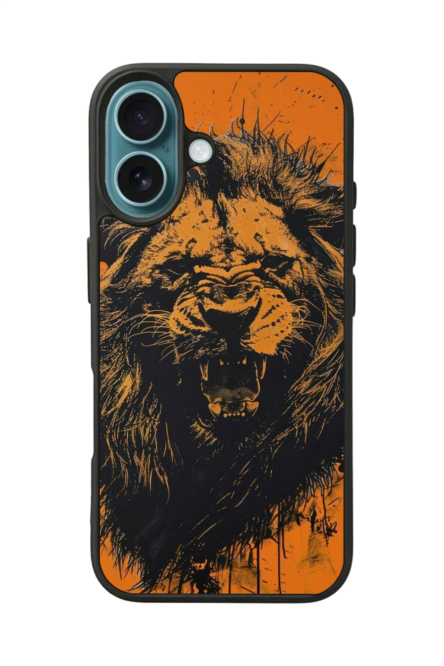 iPhone 16 Plus Uyumlu Aslan Tasarımlı Glossy Premium Kılıf