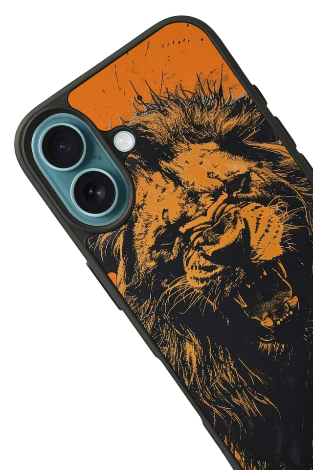 iPhone 16 Plus Uyumlu Aslan Tasarımlı Glossy Premium Kılıf