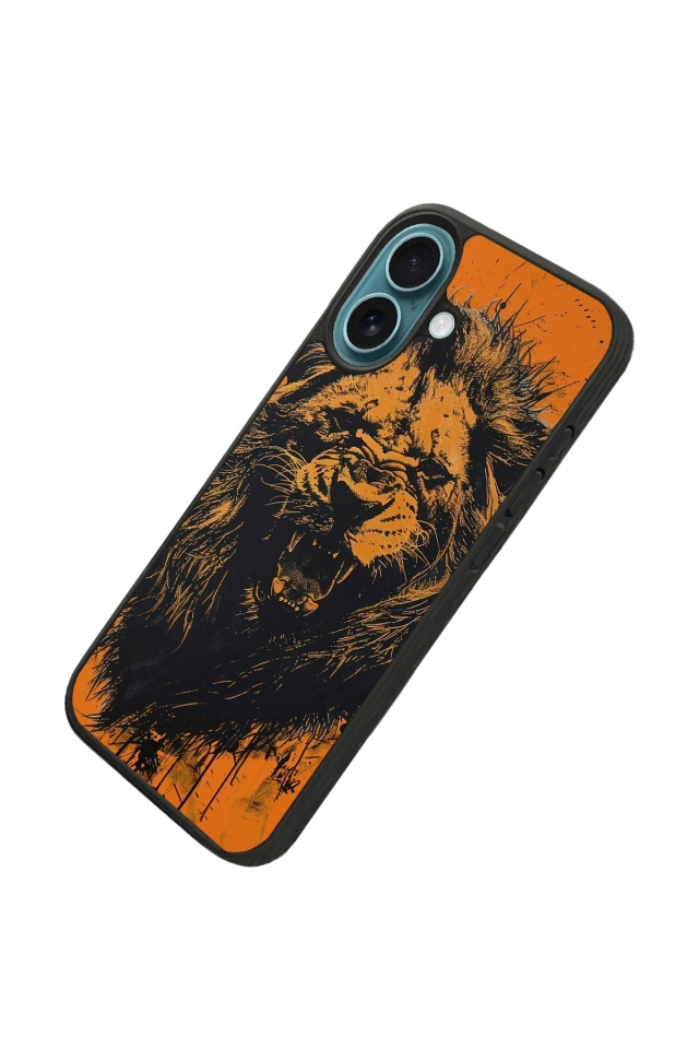 iPhone 16 Plus Uyumlu Aslan Tasarımlı Glossy Premium Kılıf