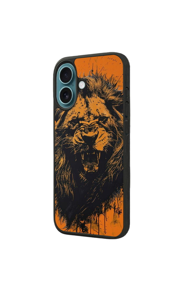 iPhone 16 Plus Uyumlu Aslan Tasarımlı Glossy Premium Kılıf