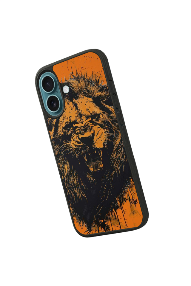 iPhone 16 Plus Uyumlu Aslan Tasarımlı Glossy Premium Kılıf